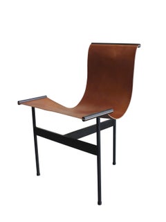 Leather Sling Chair with Blackened Steel Frame