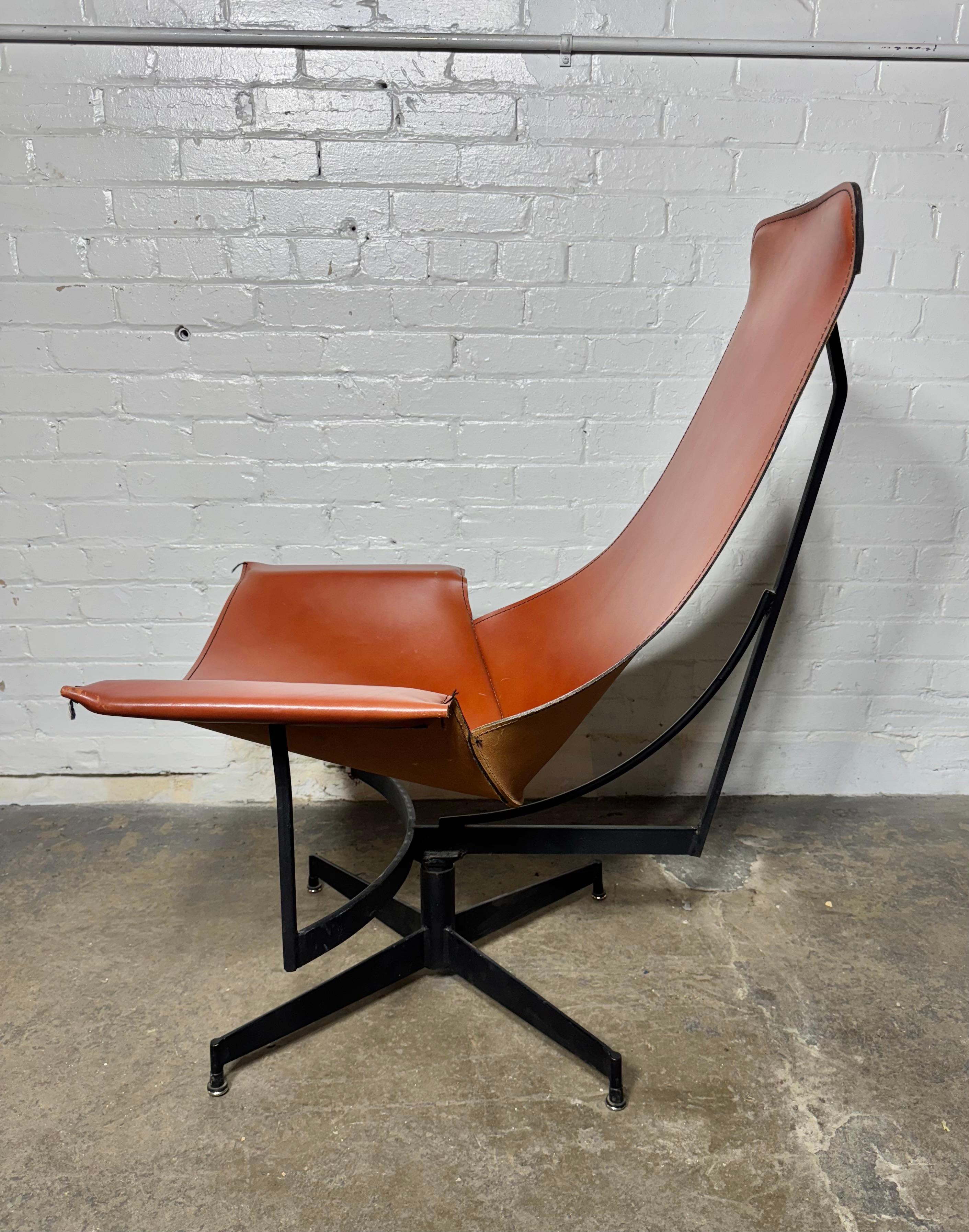 Mid-20th Century Leather Sling K Chair By WILLIAM KATAVOLOS,  classic modernist For Sale