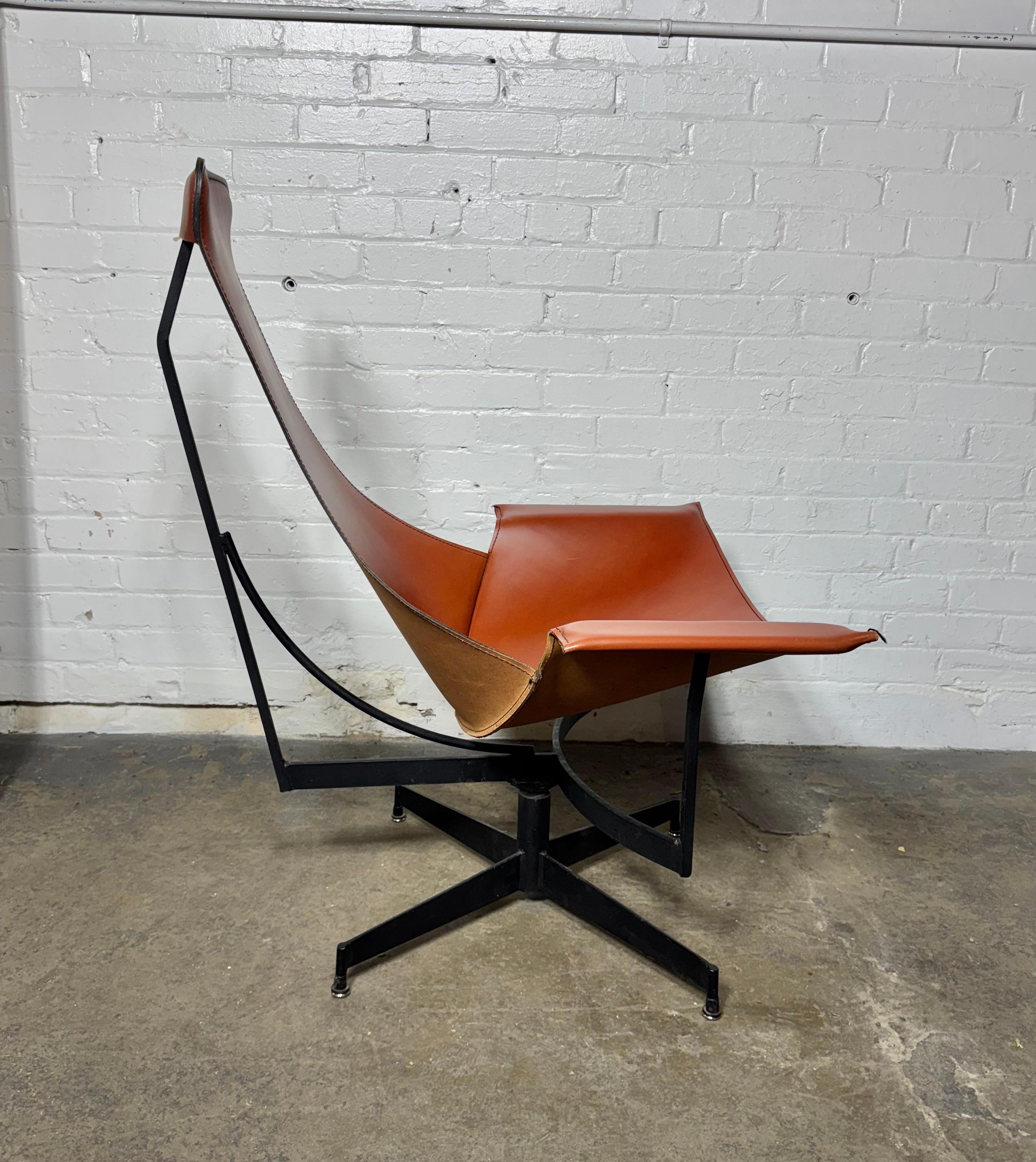 Leather Sling K Chair By WILLIAM KATAVOLOS,  classic modernist For Sale 3