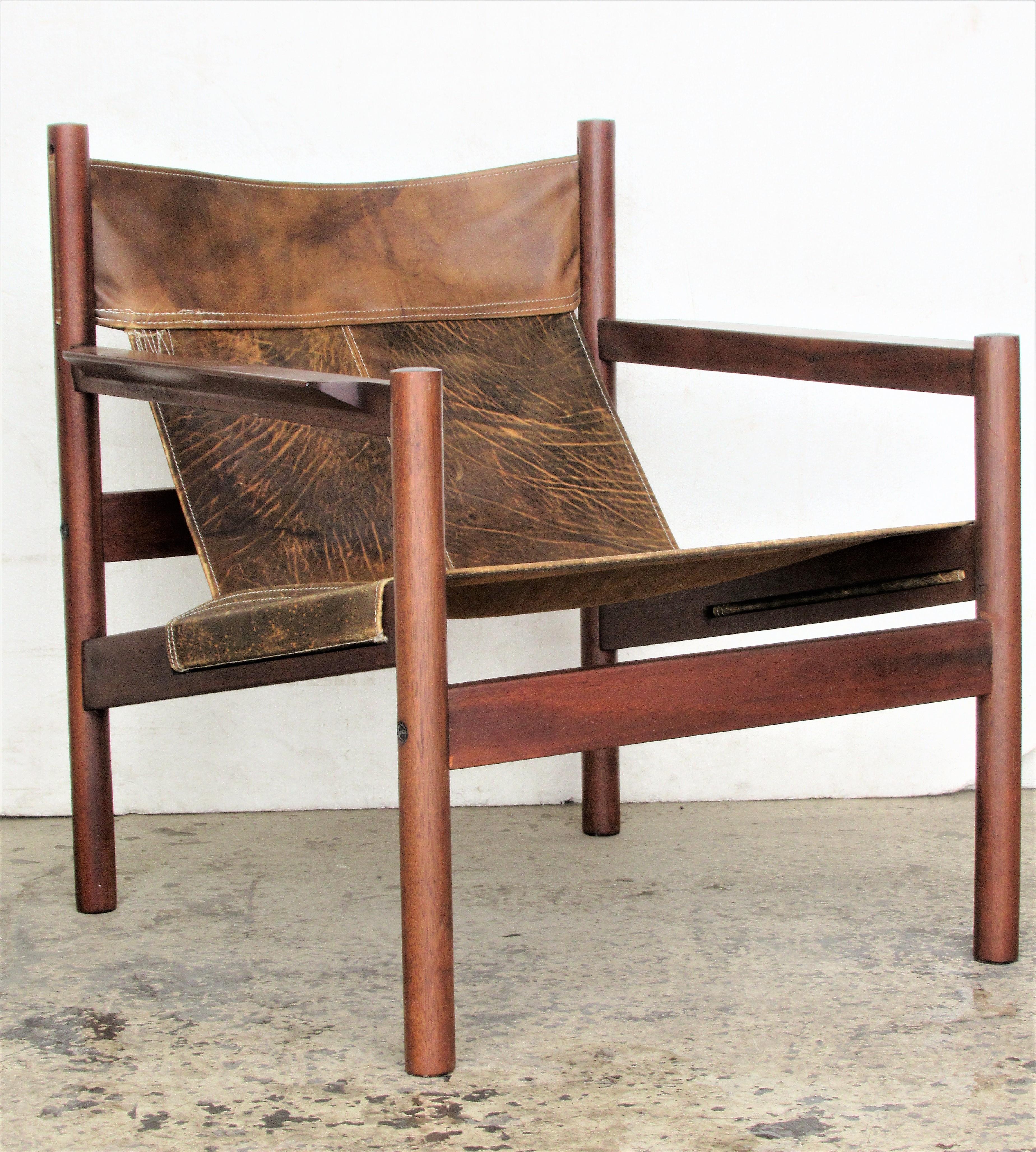 Leather Sling Lounge Chair by Michel Arnoult 3