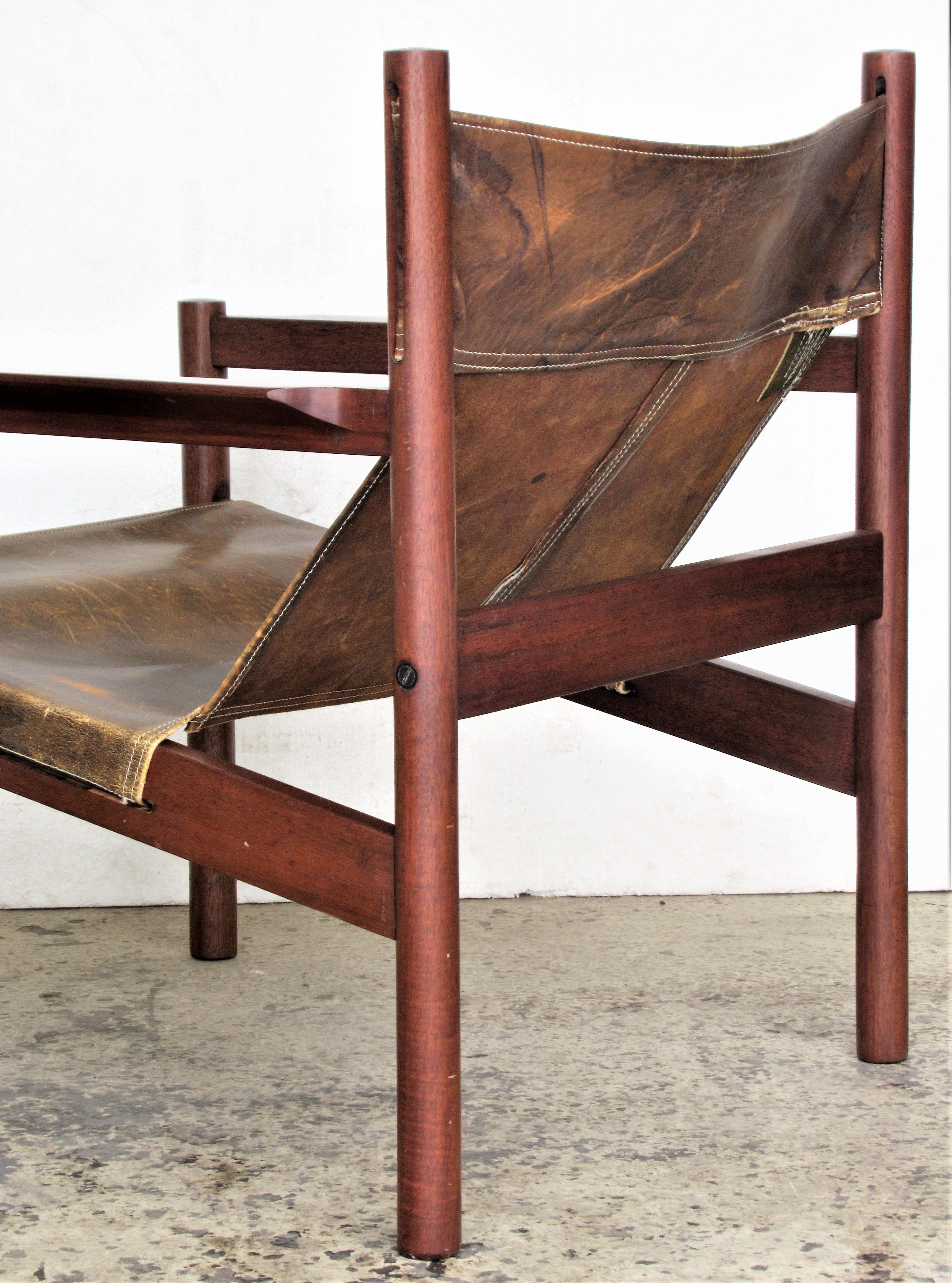 Leather Sling Lounge Chair by Michel Arnoult 1