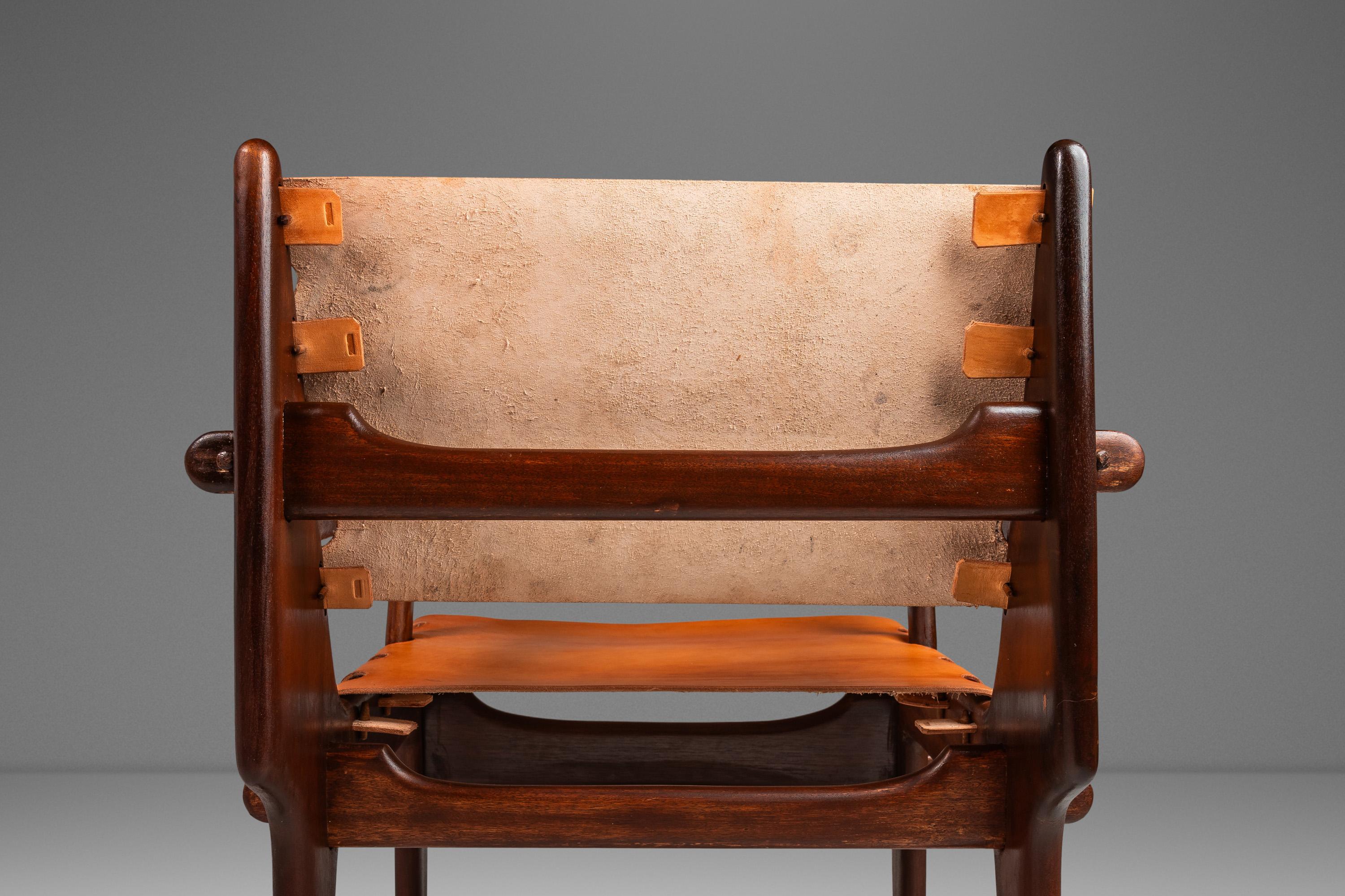 Leather Sling Lounge Chair & Ottoman Set by Angel Pazmino, Ecuador, c. 1960s For Sale 3