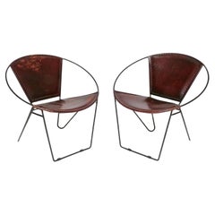 Leather Sling Lounge Chairs by Joseph Cicchelli Reilly Wolff Mid Century Modern