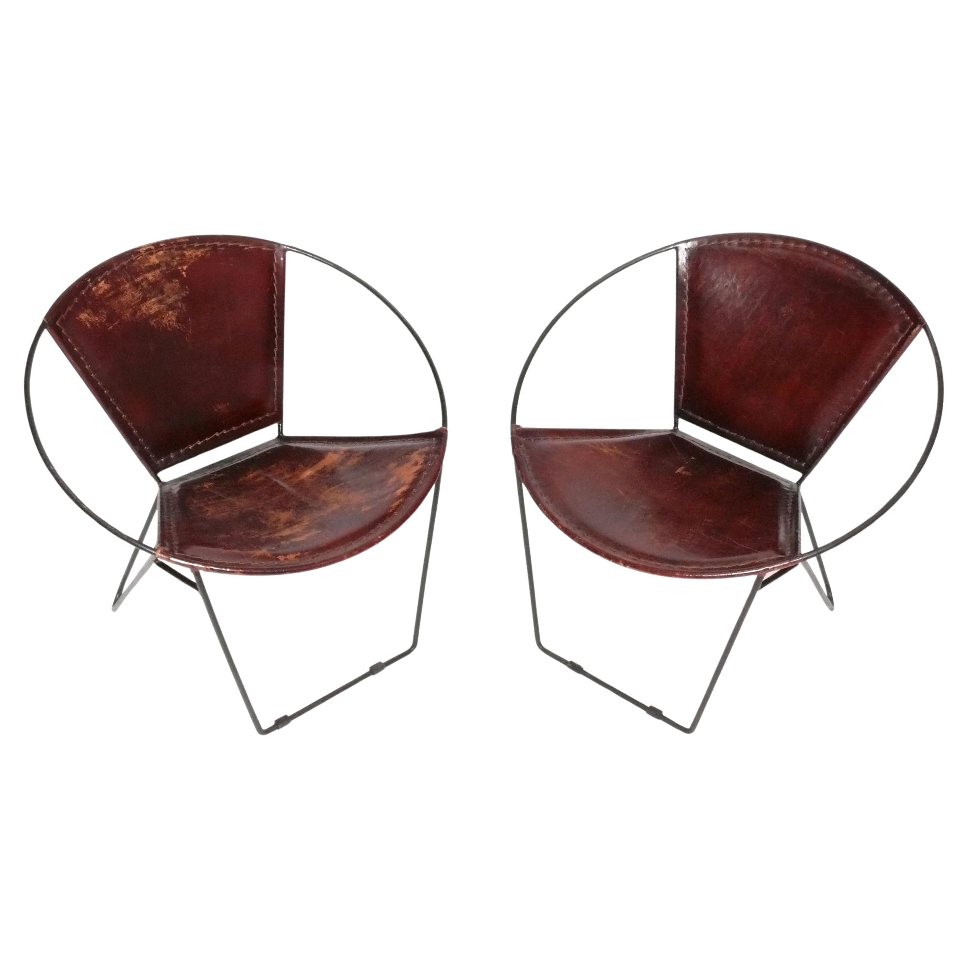 Leather Sling Lounge Chairs by Joseph Cicchelli Reilly Wolff Mid Century Modern