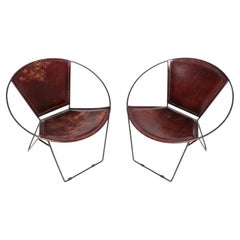 Leather Sling Lounge Chairs by Joseph Cicchelli Reilly Wolff Mid Century Modern