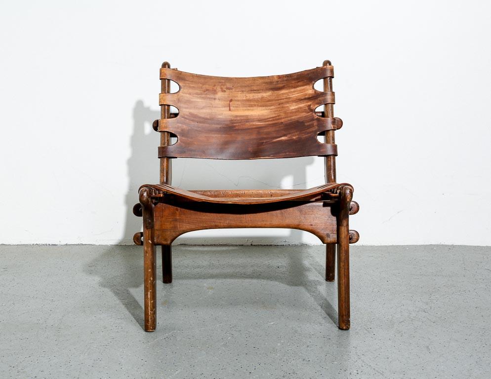 Mid-Century Modern Chaise longue en cuir Angel Pazmino en vente