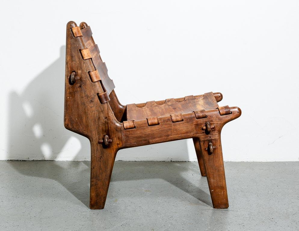 Milieu du XXe siècle Chaise longue en cuir Angel Pazmino en vente