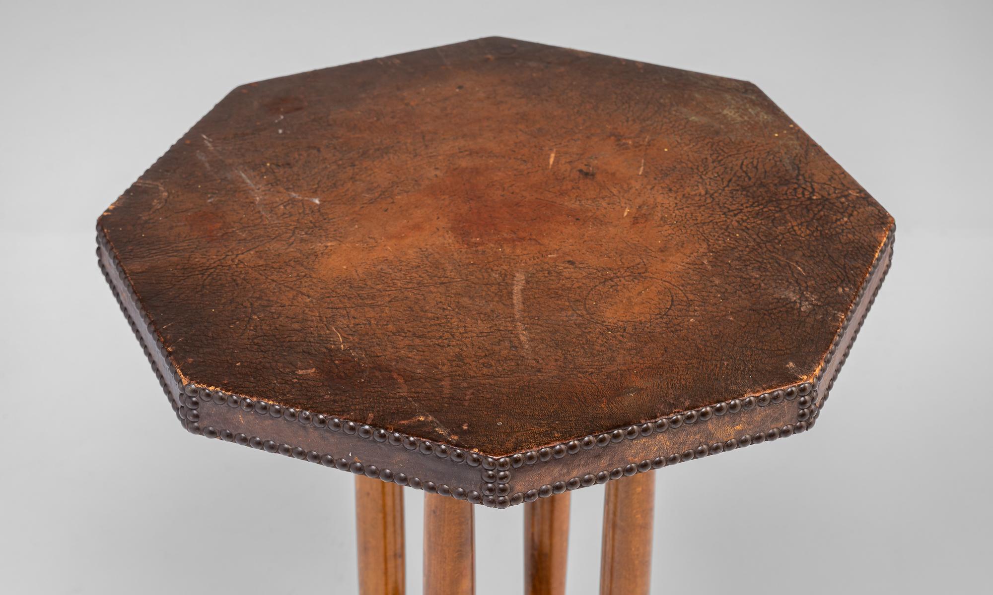 French Leather Smoking Table, France, circa 1930