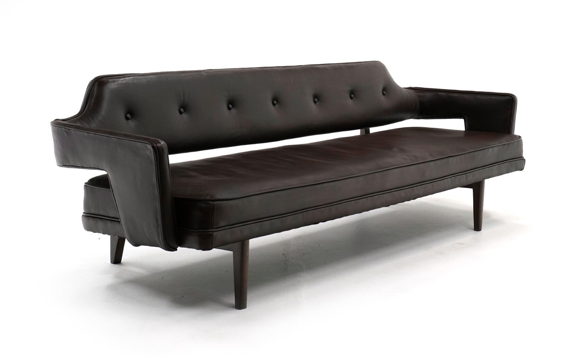 Leather Sofa by Edward Wormley for Dunbar, Rare 2