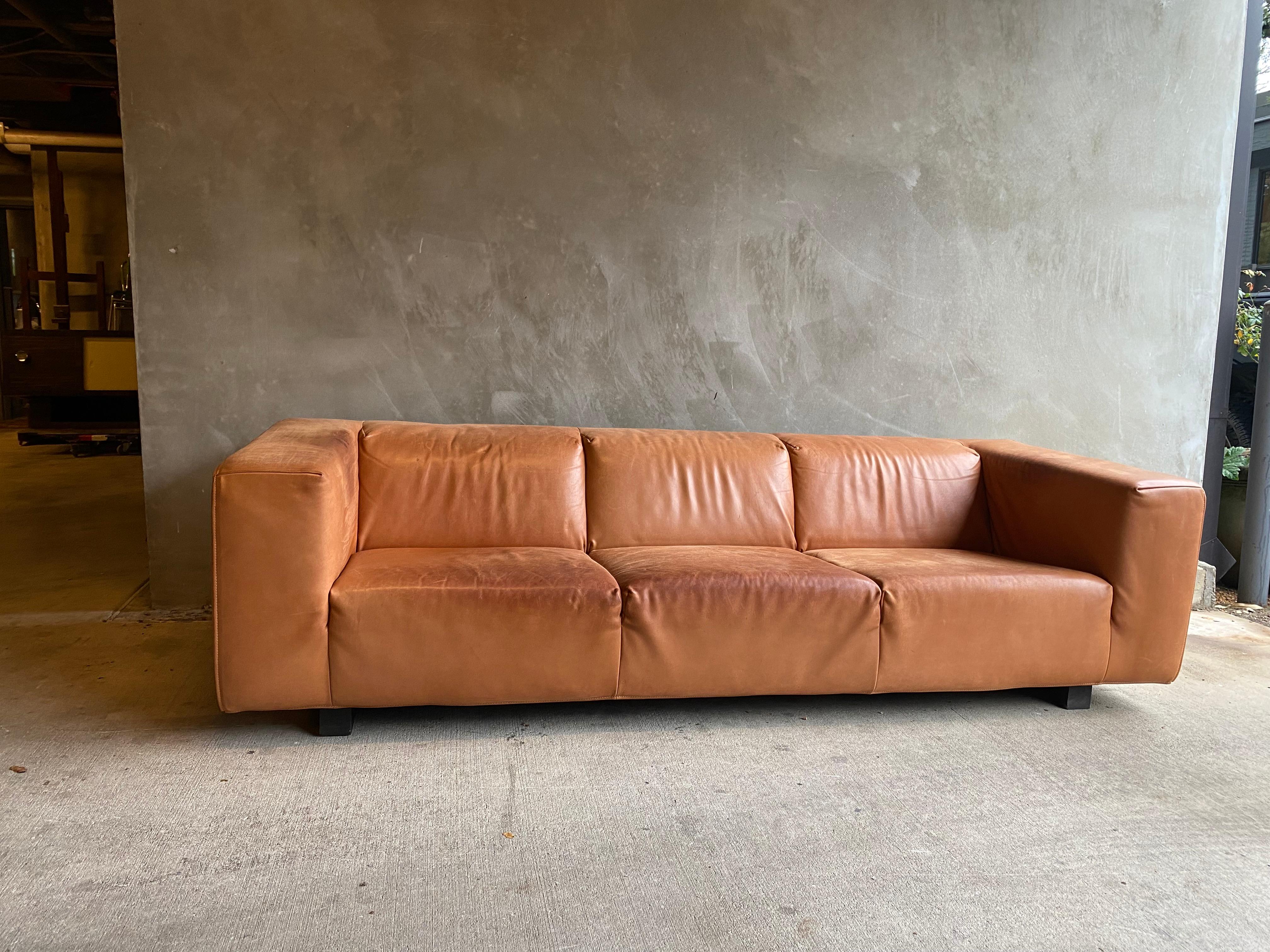 Mid-Century Modern Leather Sofa by Gerard Van Den Berg, NL, 1980's