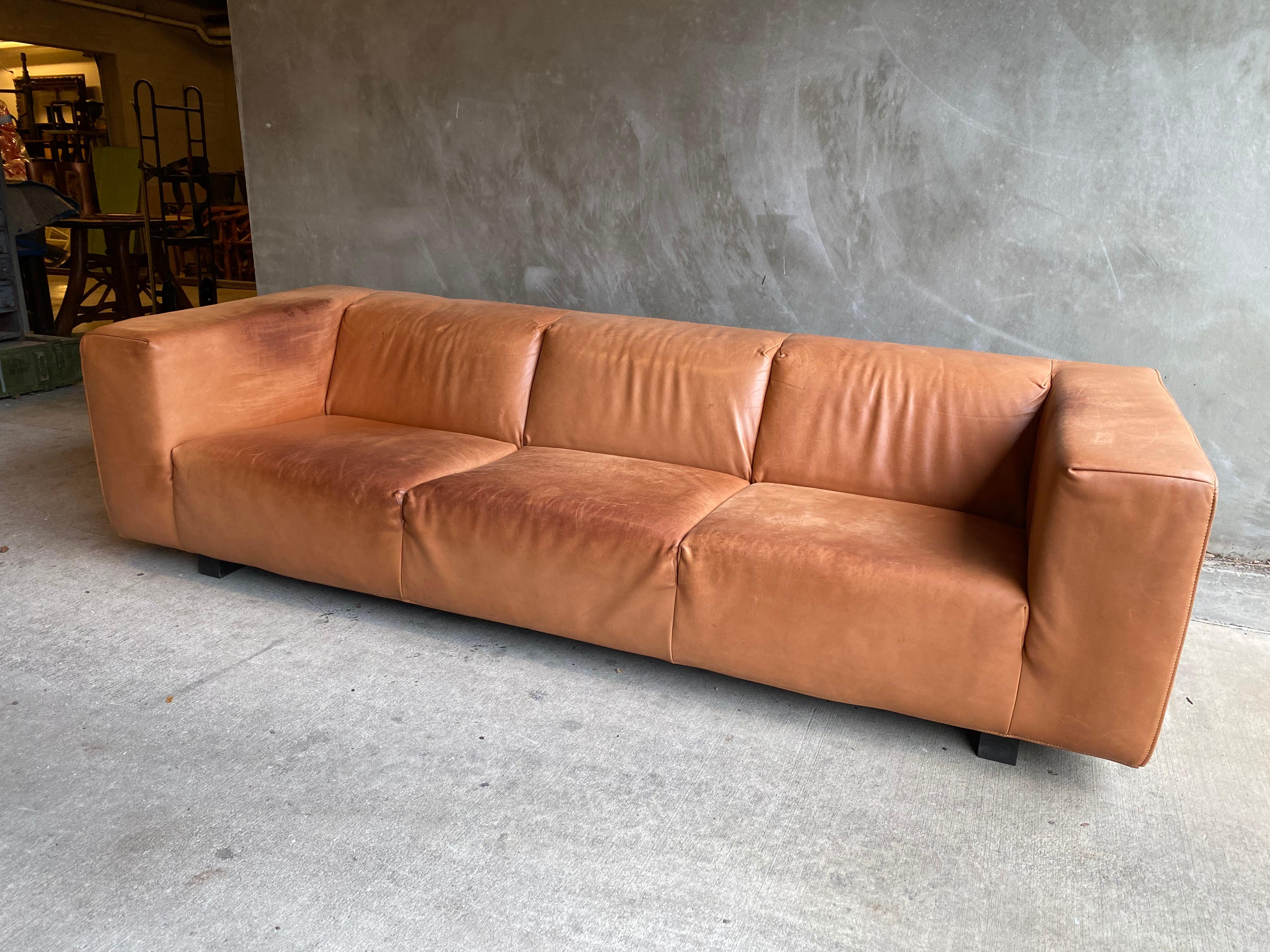 Dutch Leather Sofa by Gerard Van Den Berg, NL, 1980's
