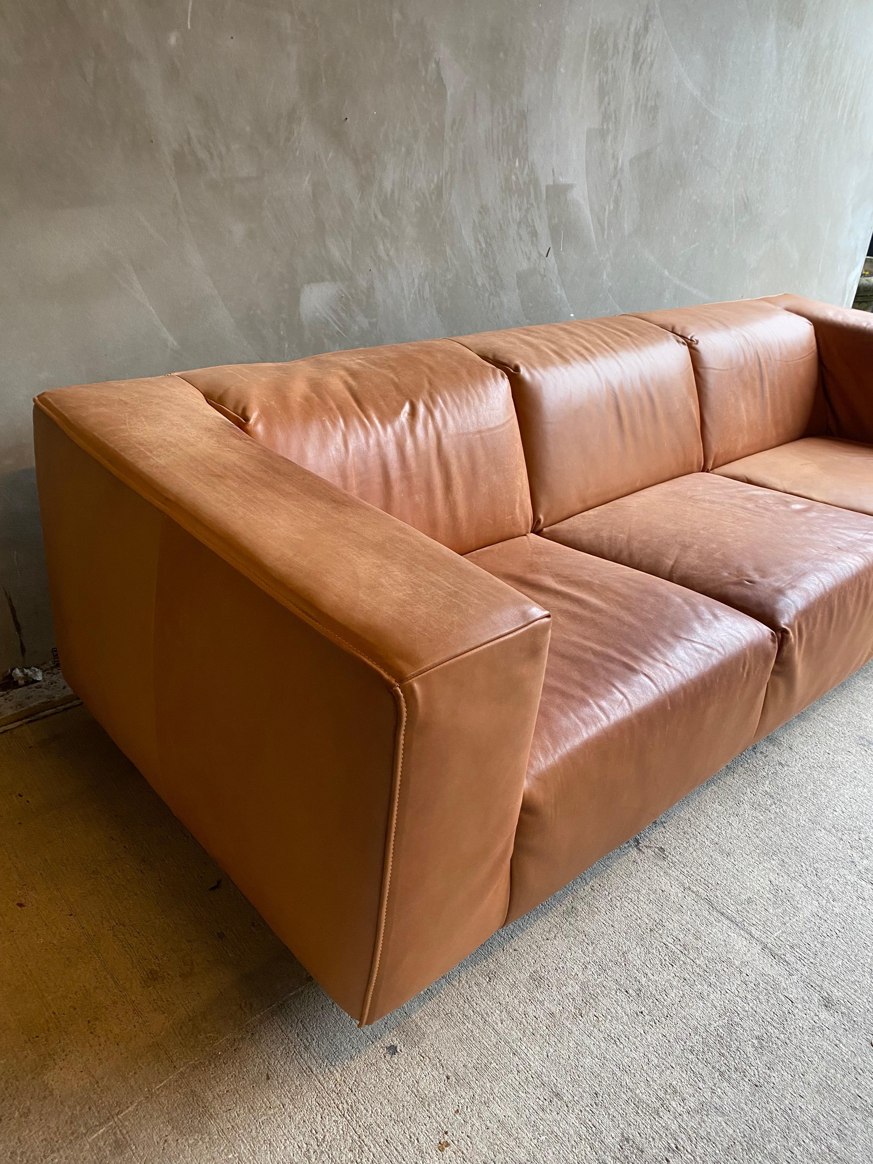 Leather Sofa by Gerard Van Den Berg, NL, 1980's In Good Condition In Austin, TX