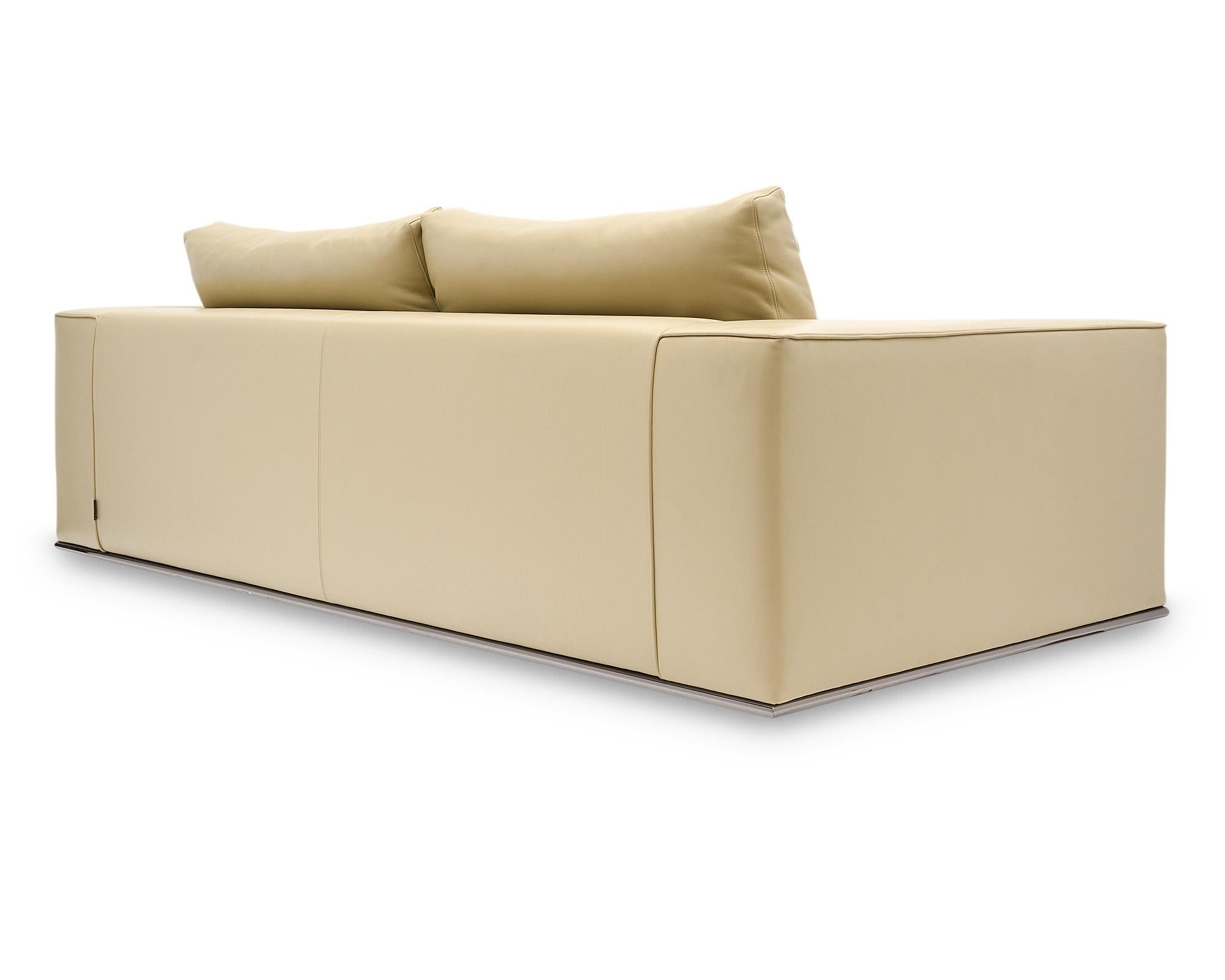 Contemporary Leather Sofa by Minotti For Sale