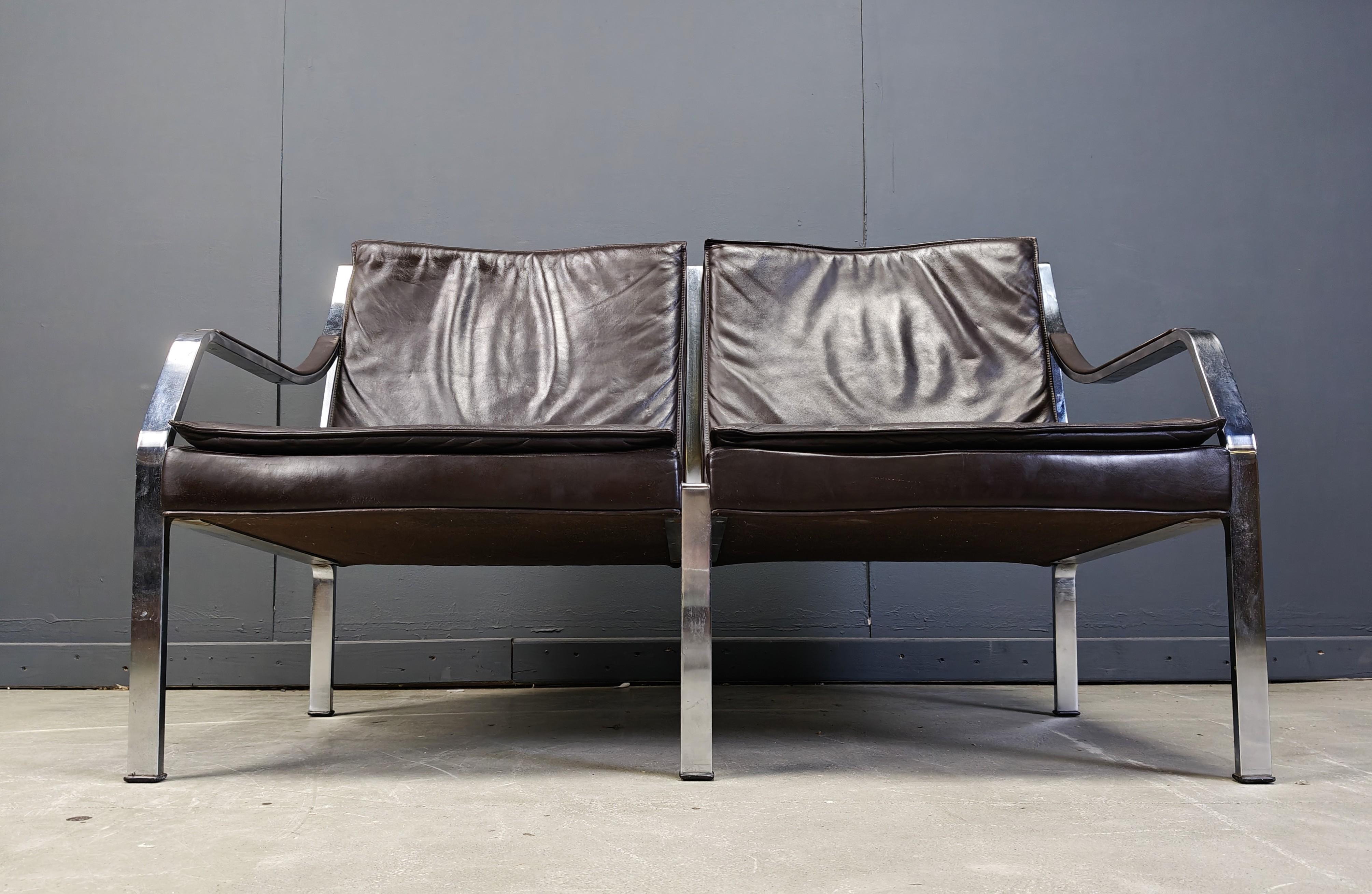 Leather sofa by Preben Fabricius and Jorgen Kastholm for Walter Knoll, 1960 in vendita 1