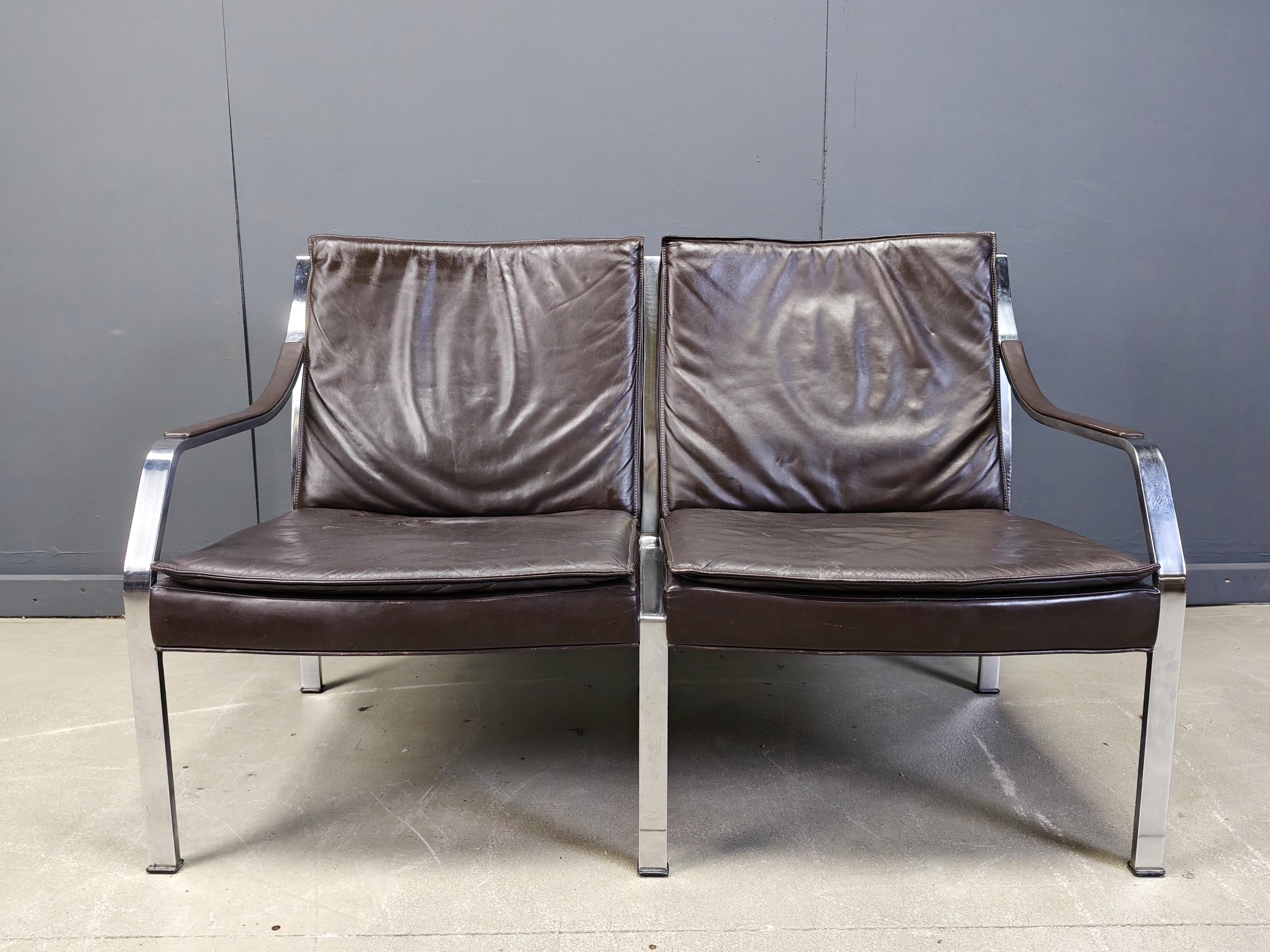 Leather sofa by Preben Fabricius and Jorgen Kastholm for Walter Knoll, 1960 in vendita 2