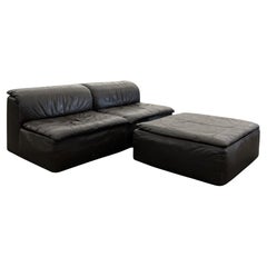 Leather Sofa in the manner of De Sede, 1980s Leather Sofa in the manner of De Sede, 1980s