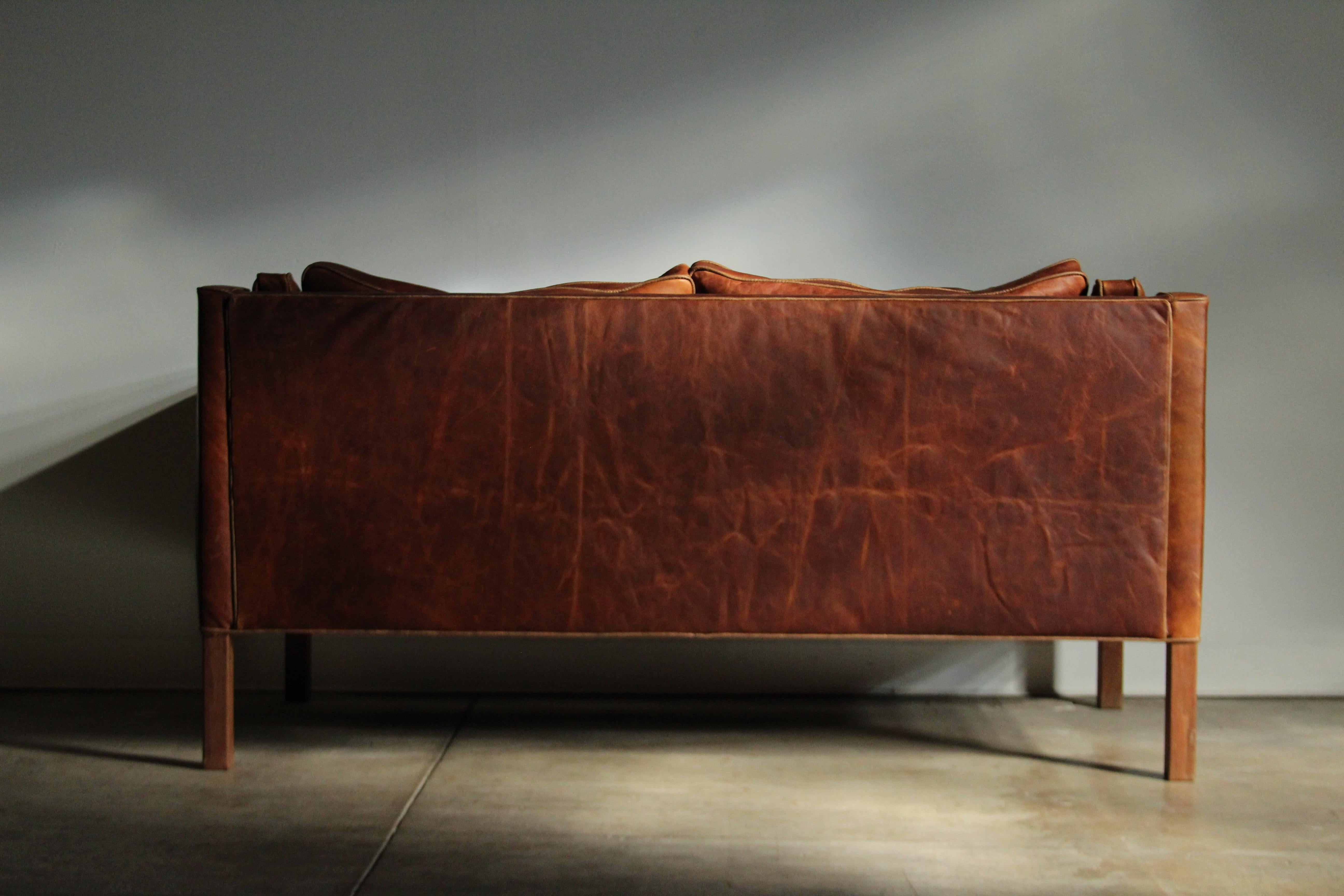Leather Sofa Loveseat by Borge Mogensen for Frederica, 1950s 6
