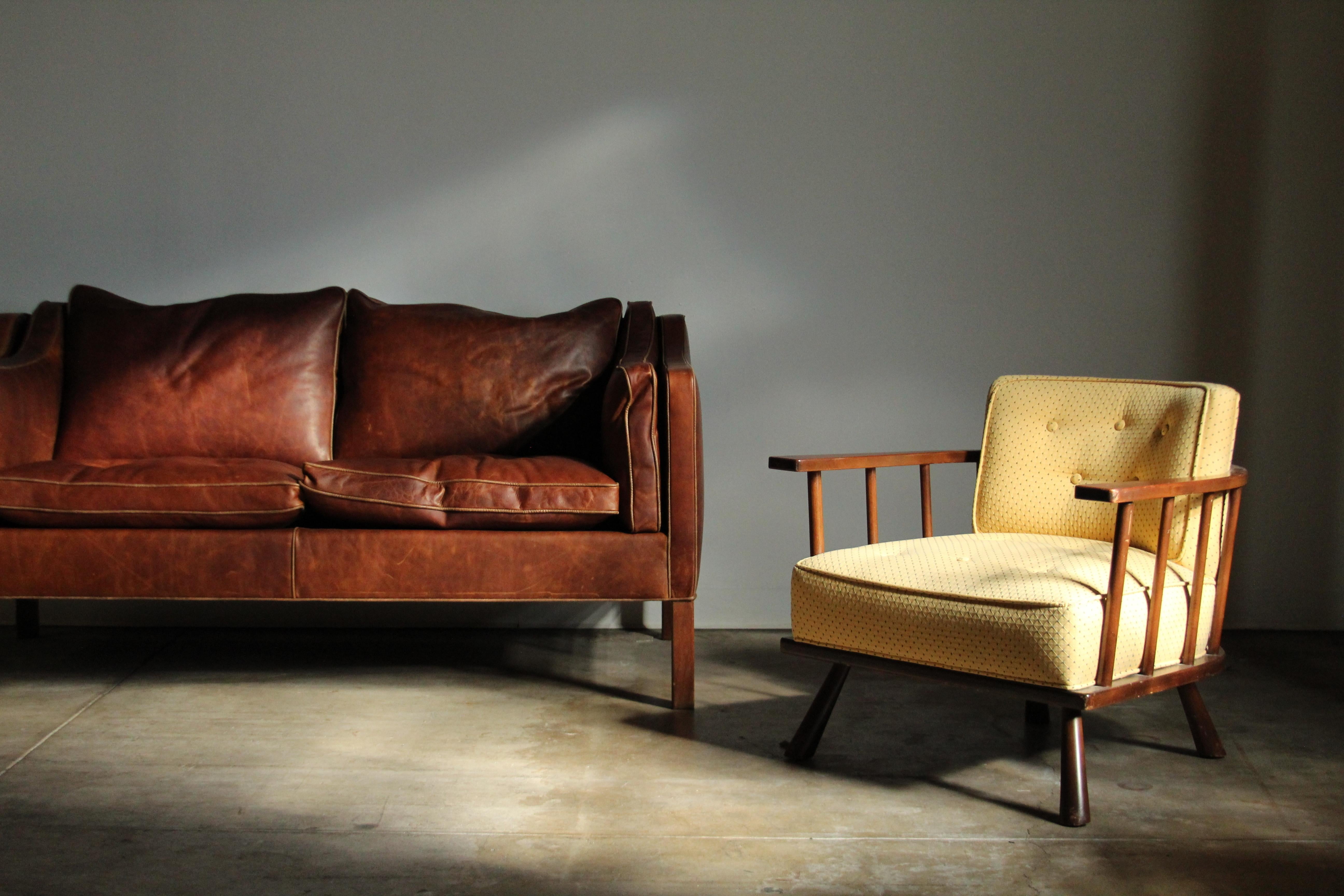Leather Sofa Loveseat by Borge Mogensen for Frederica, 1950s 9