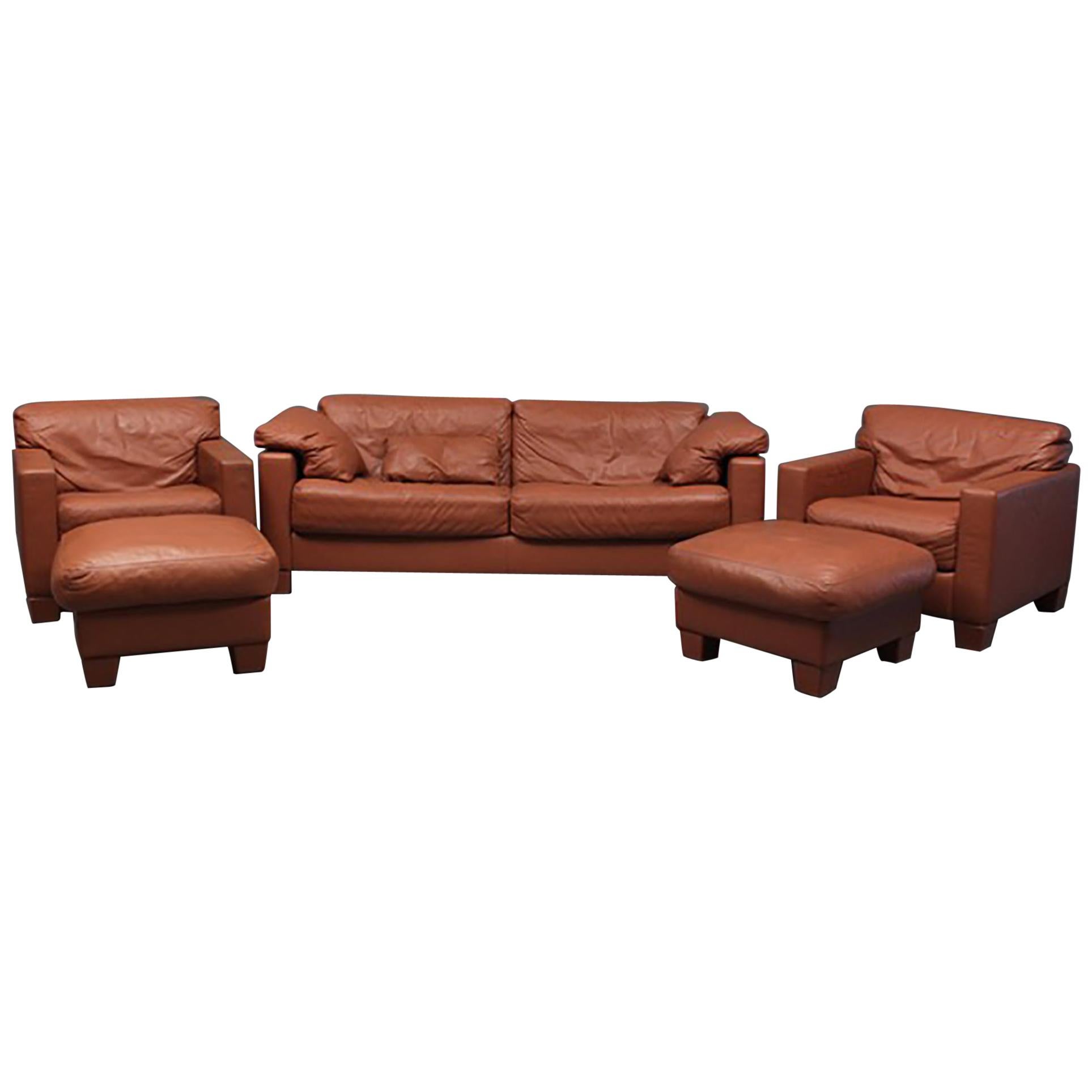 Leather Sofa Set by De Sede