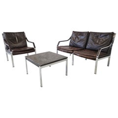 Leather Sofa Set by Preben Fabricius and Jorgen Kastholm for Walter Knoll, 1960s