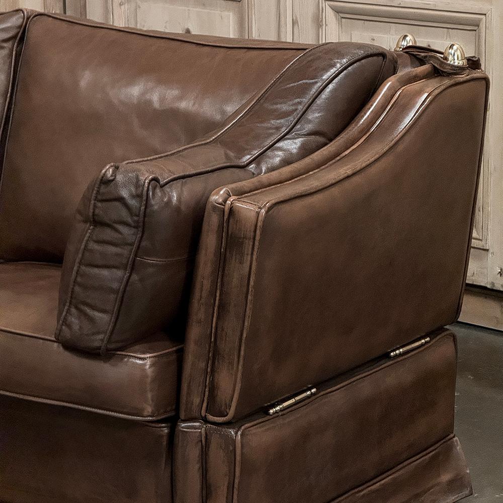 Leather Sofa with Drop-Down Sides For Sale 5