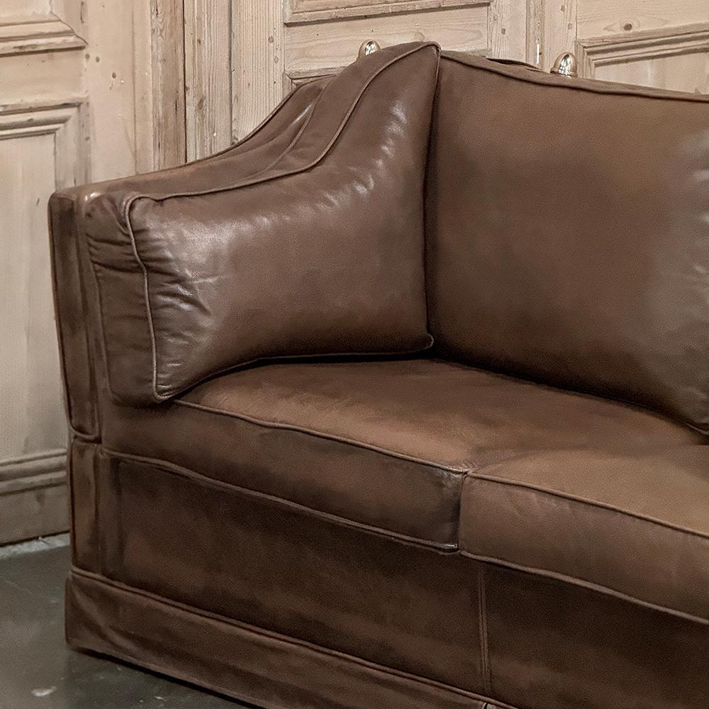 Leather Sofa with Drop-Down Sides For Sale 7