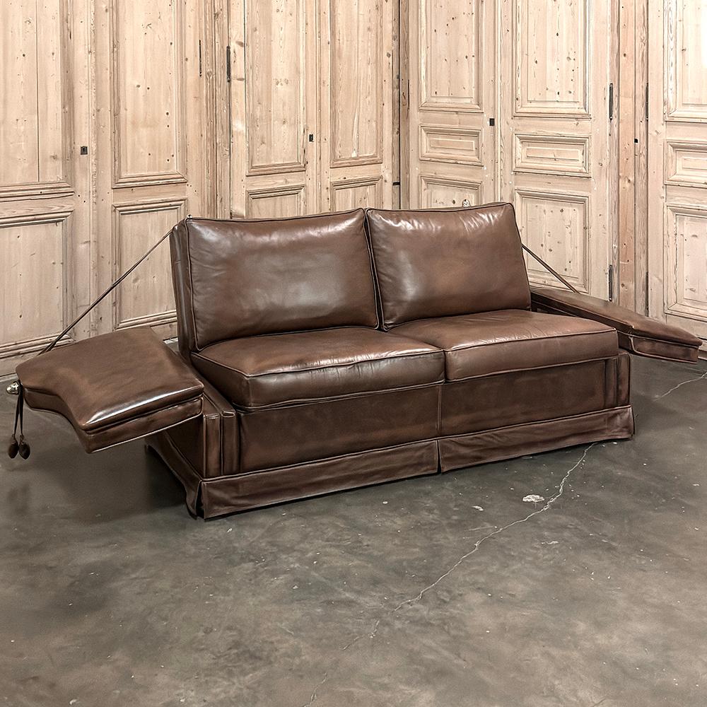 Leather Sofa with Drop-Down Sides For Sale 10