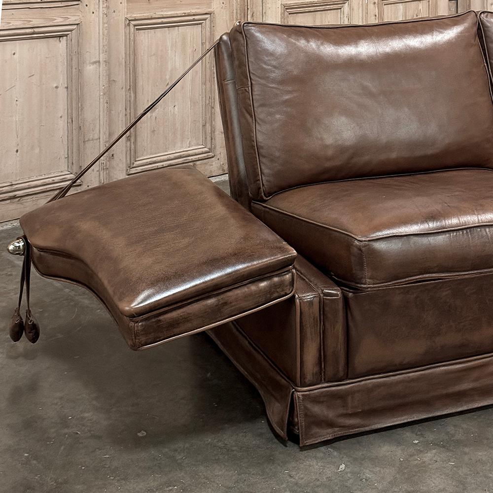 Leather Sofa with Drop-Down Sides For Sale 11