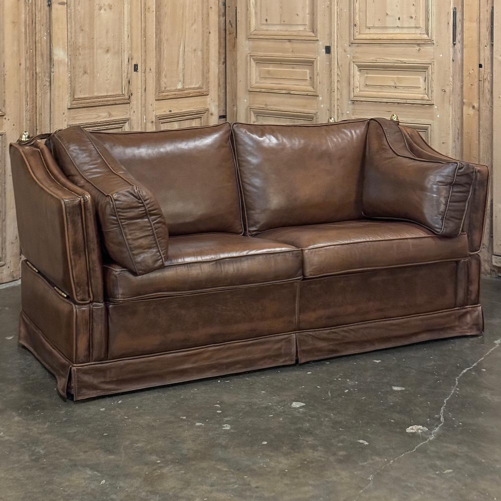 Leather Sofa with Drop-Down Sides is an interesting design, wrapped on all four sides with plush leather so it's perfect for anywhere in the room ~ even floating in the center.  A different feature that we don't see too often is each side is fitted