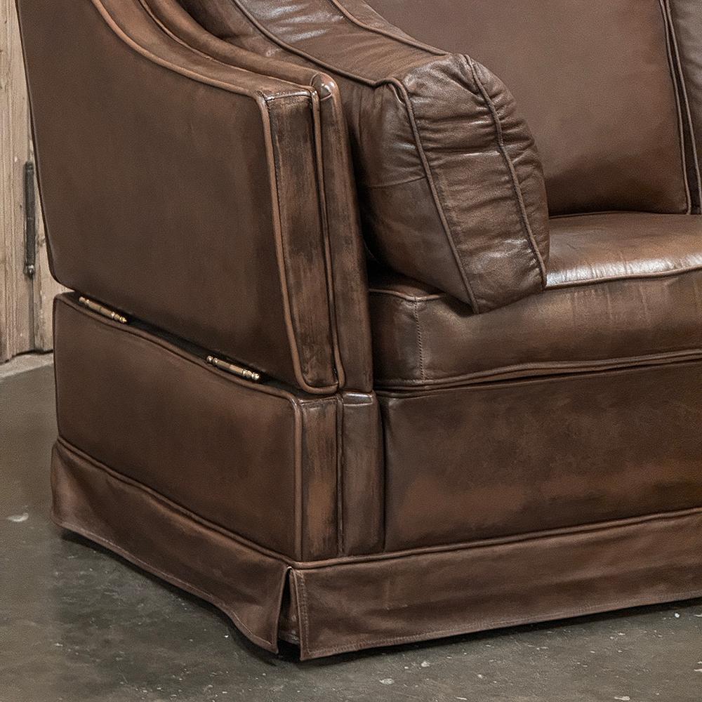 Leather Sofa with Drop-Down Sides For Sale 1