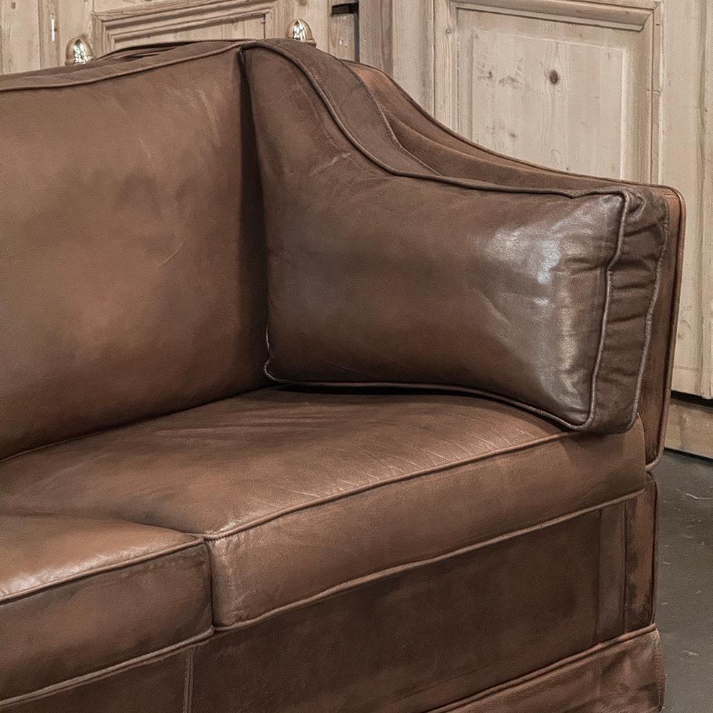 Leather Sofa with Drop-Down Sides For Sale 2