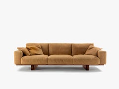 Ledersofa mit Nussbaumgestell Riva 1920 Utah Sofa