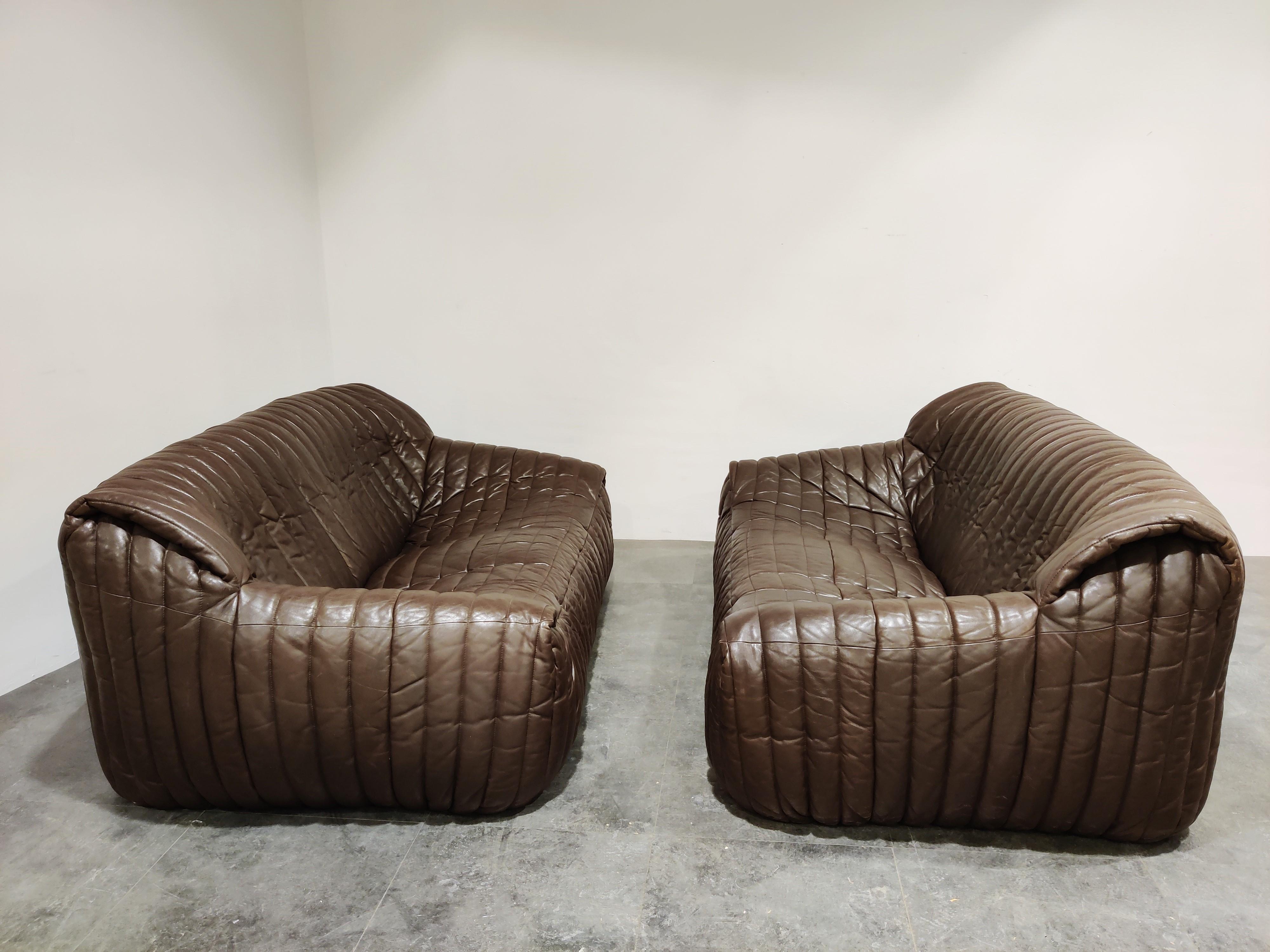 Mid-Century Modern Leather Sofas by Annie Hieronimus for Cinna, 1970s, Set of 2