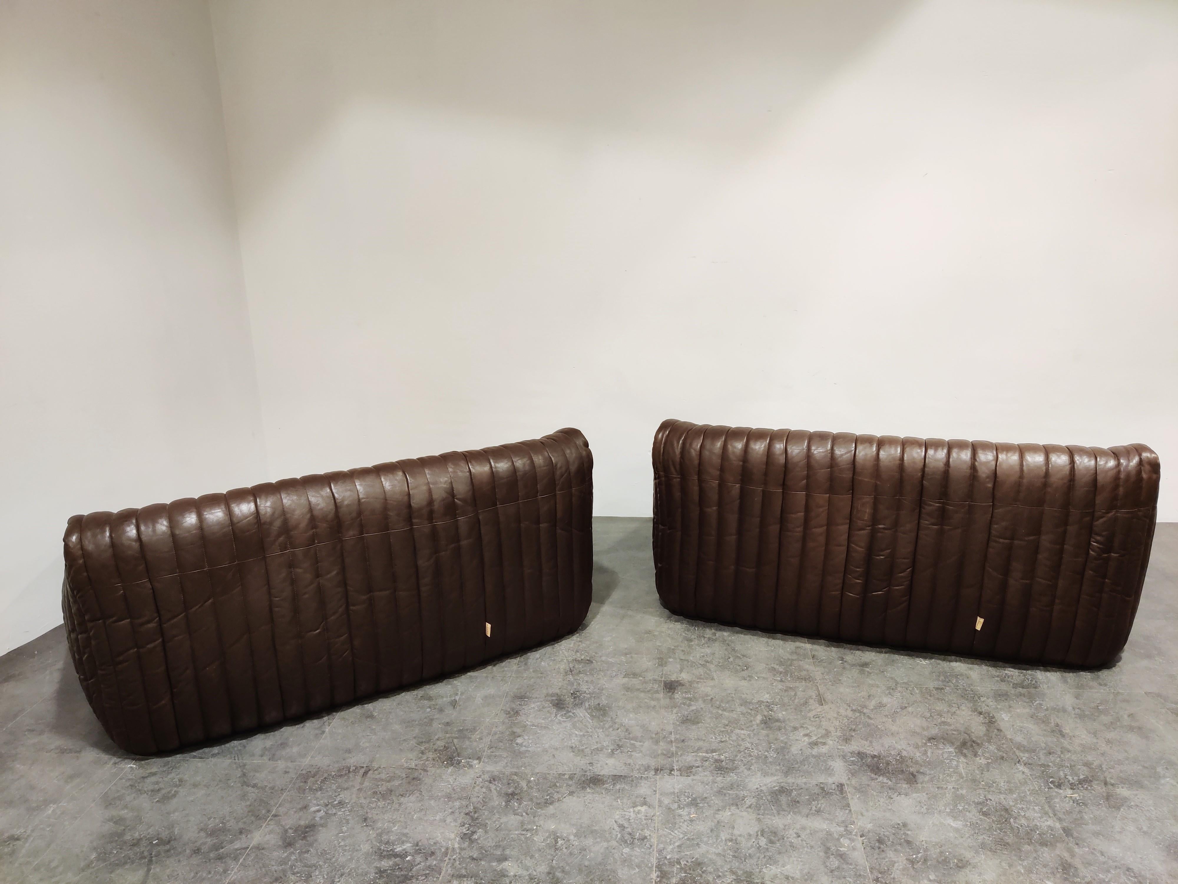 French Leather Sofas by Annie Hieronimus for Cinna, 1970s, Set of 2