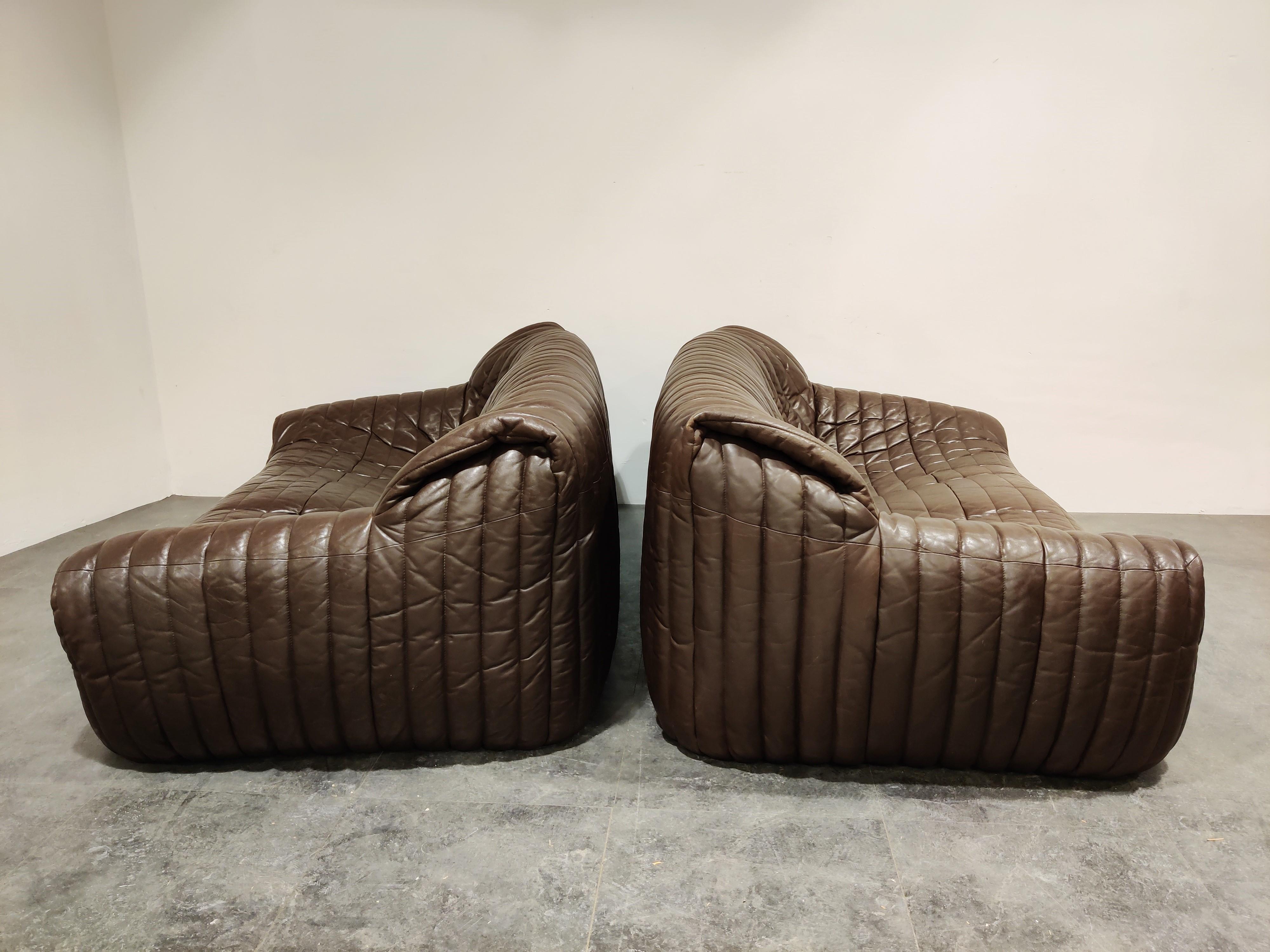 Leather Sofas by Annie Hieronimus for Cinna, 1970s, Set of 2 In Good Condition In Leuven, Vlaams Gewest