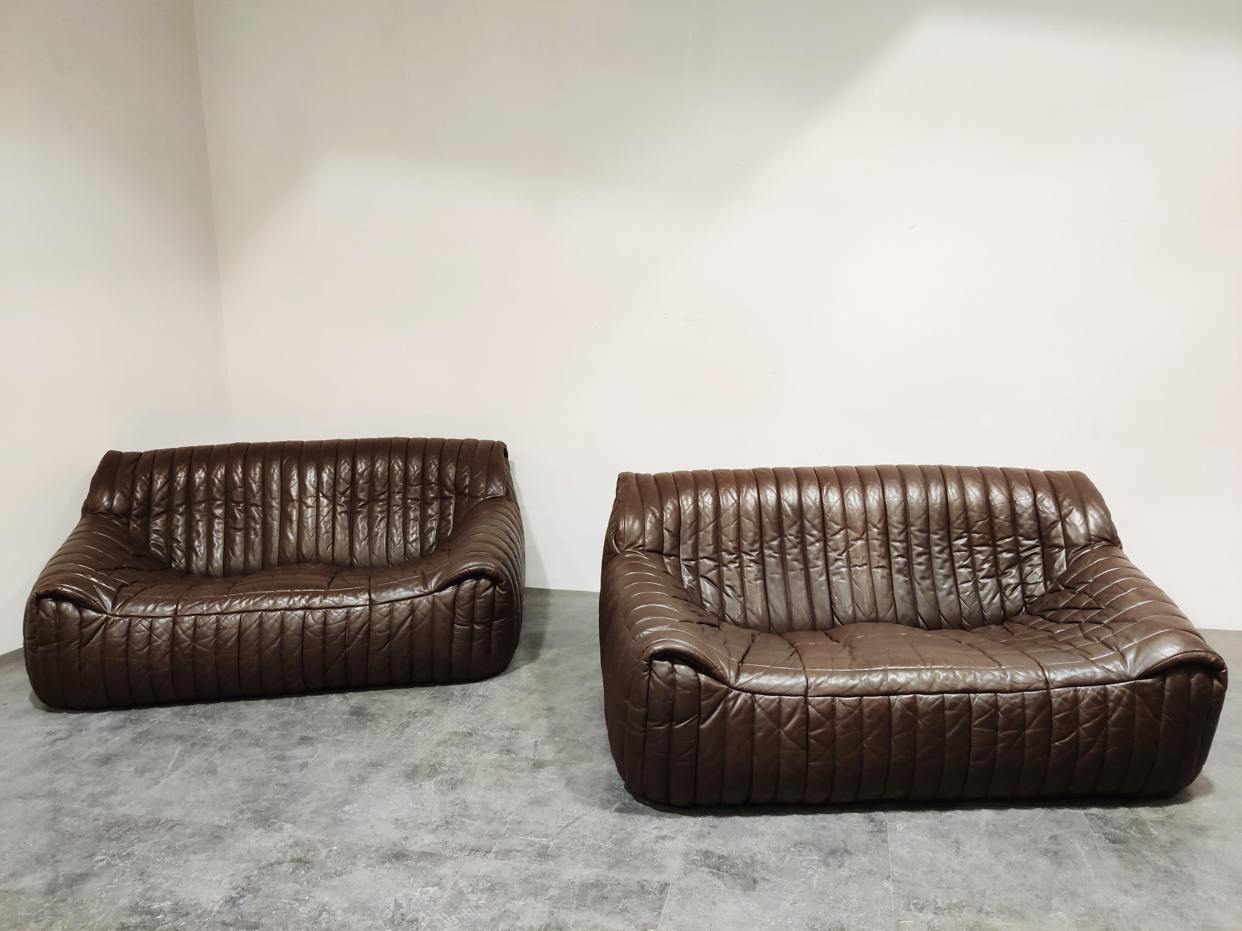 Late 20th Century Leather Sofas by Annie Hieronimus for Cinna, 1970s, Set of 2