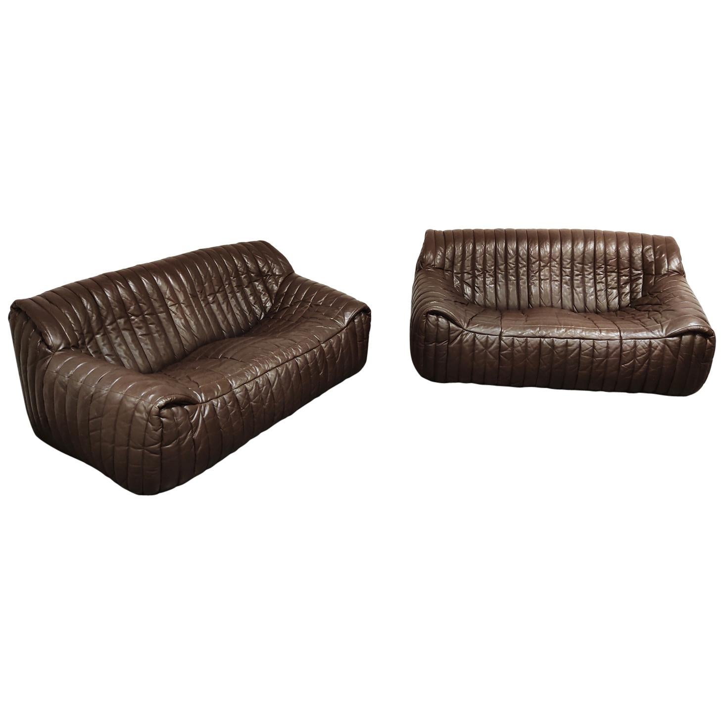 Leather Sofas by Annie Hieronimus for Cinna, 1970s, Set of 2