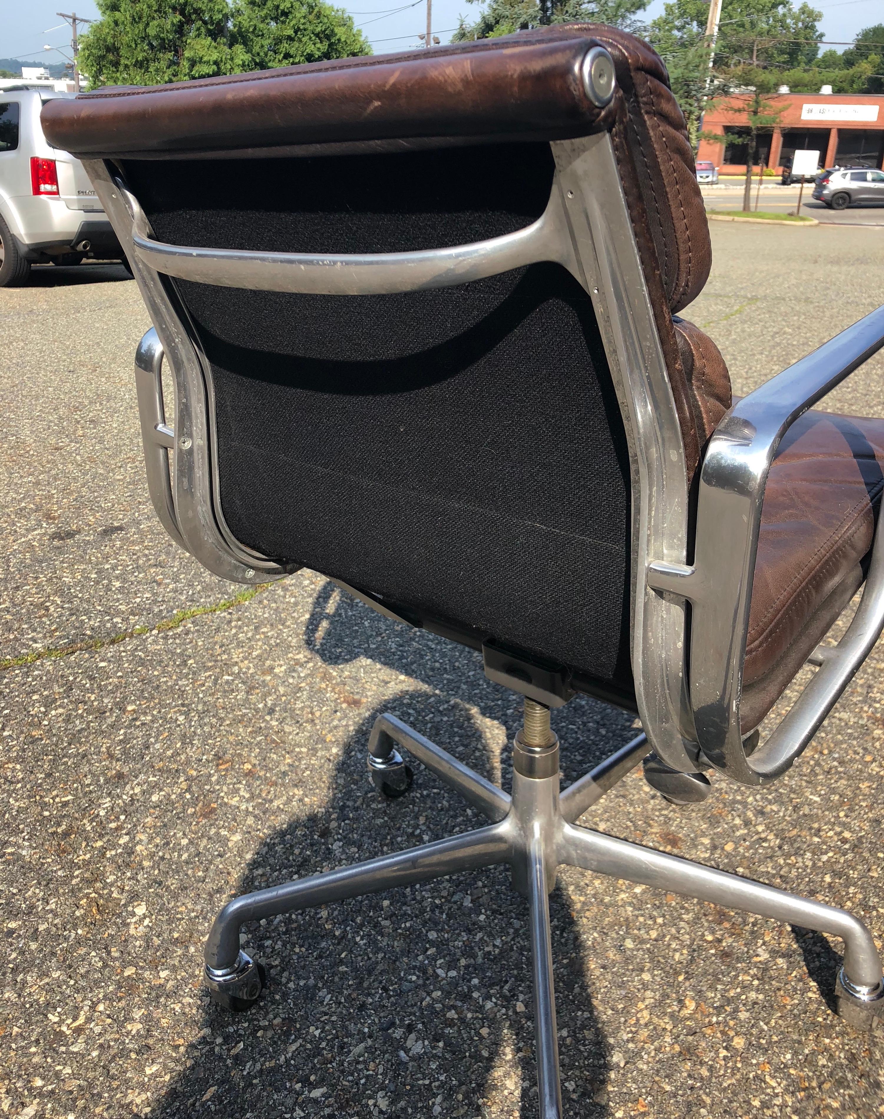 Mid-Century Modern Leather Soft Pad Desk Chair by Charles Eames, Mfg. Herman Miller