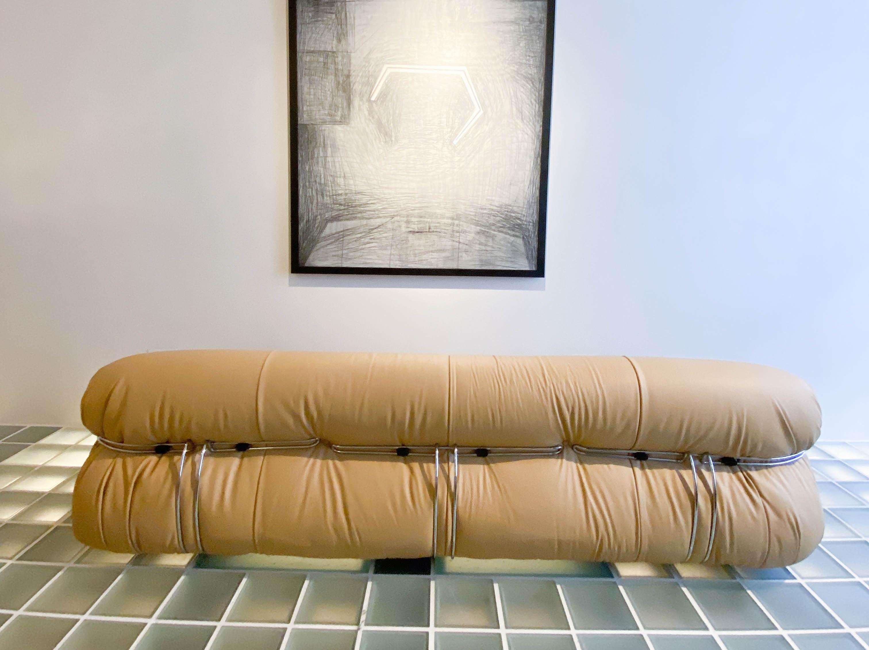 Leather Soriana Sofa by Afra & Tobia Scarpa for Cassina, 1970s In Good Condition In Porto, PT