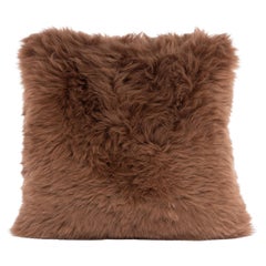 Shearling Sheepskin Tan Cushion by Muchi Decor, Made in Italy