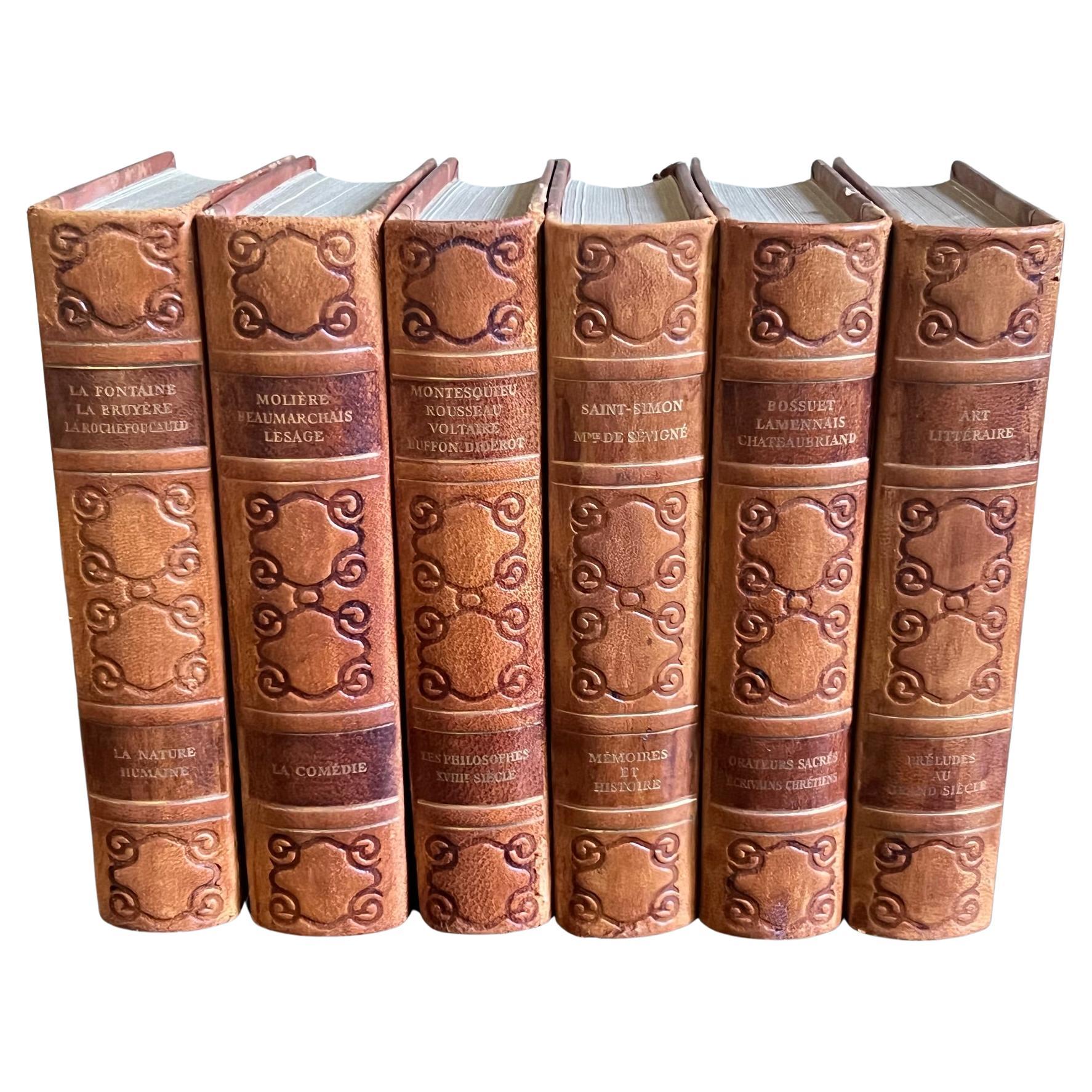 Juego de 6 libros franceses con lomo de cuero, 1953 en venta