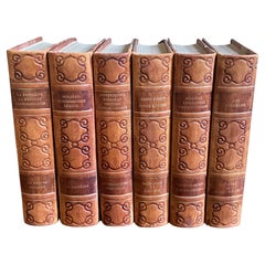Juego de 6 libros franceses con lomo de cuero, 1953