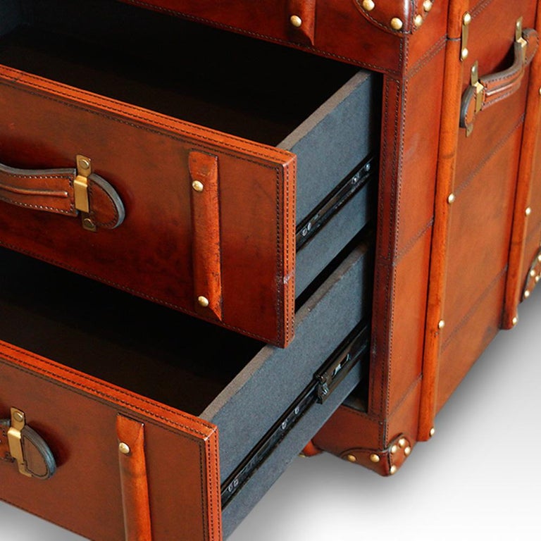 Leather 'Steamer Trunk' Bedside Chest at 1stDibs steamer trunk bedside table, leather bedside