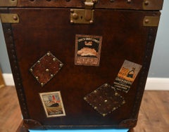 Leather Steamer Trunk Case Vintage Side Table
