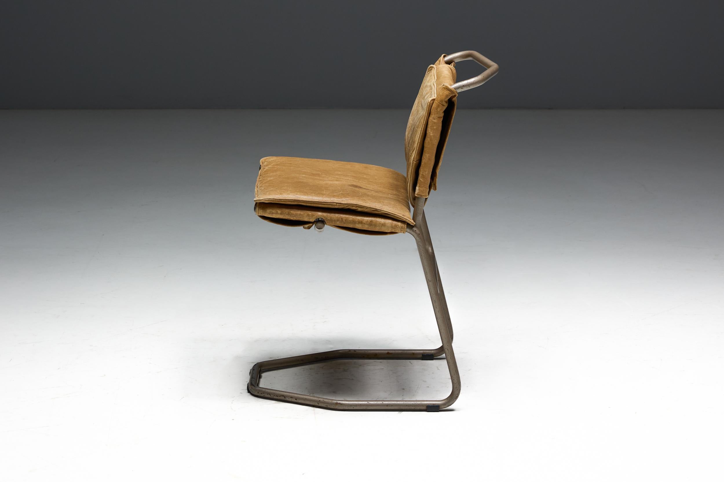 Leather & Steel Dining Chair by Raymond Rombouts, Belgium, 20th Century For Sale 6