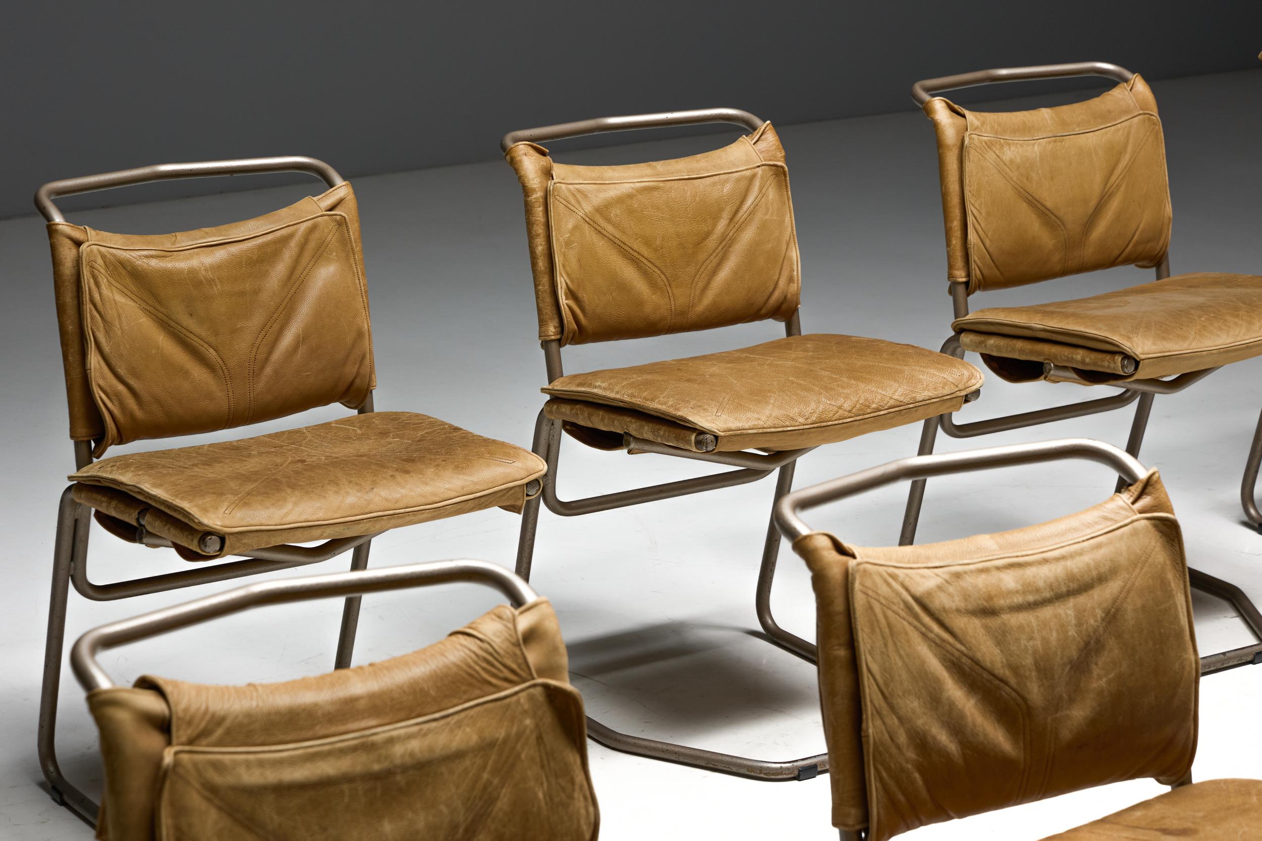 Leather & Steel Dining Chair by Raymond Rombouts, Belgium, 20th Century For Sale 1