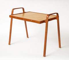 Beistelltisch mit Lederstickerei von Jacques Adnet, um 1950