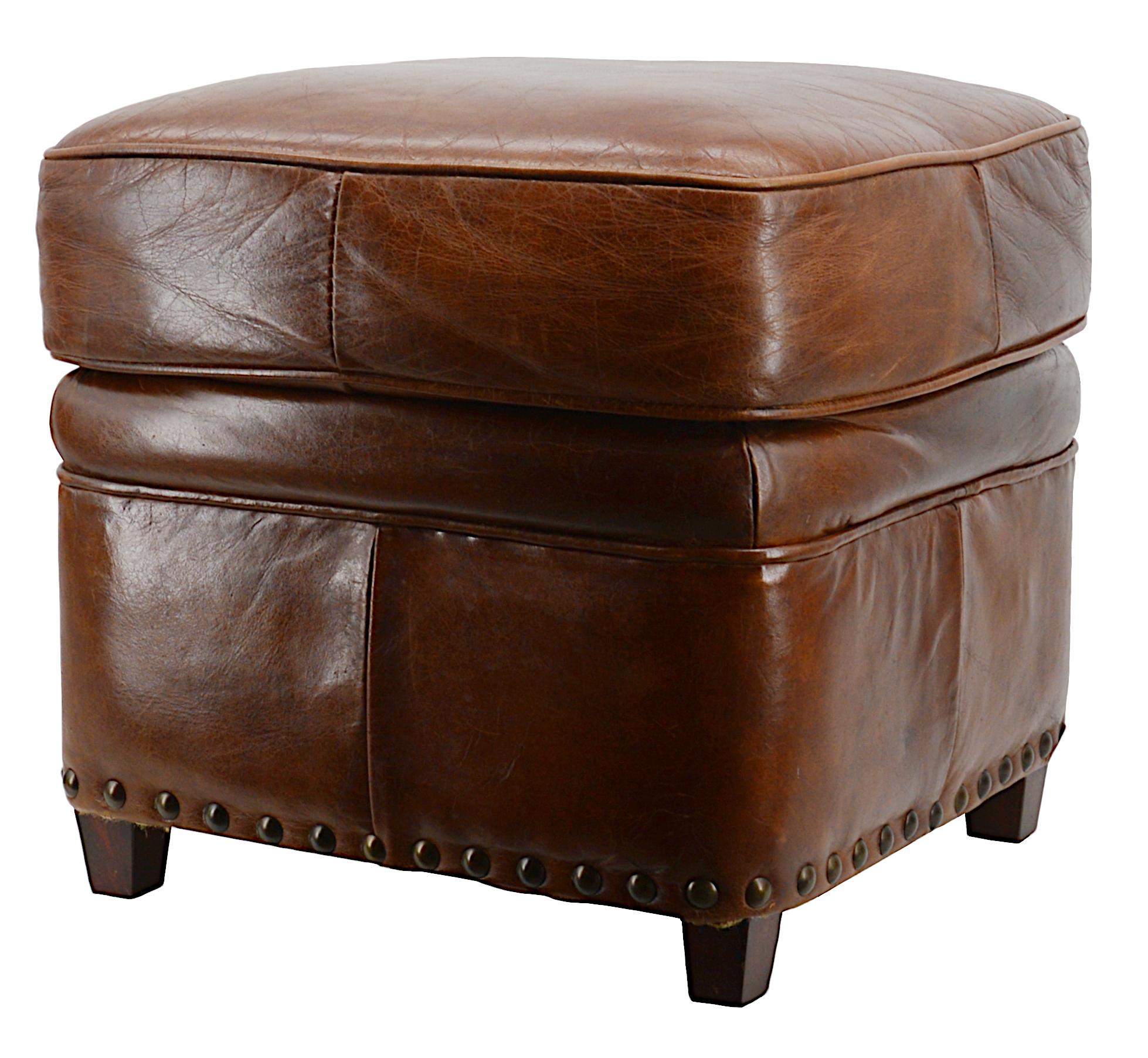 Lederhocker, 1970er Jahre im Zustand „Gut“ im Angebot in Saint-Amans-des-Cots, FR