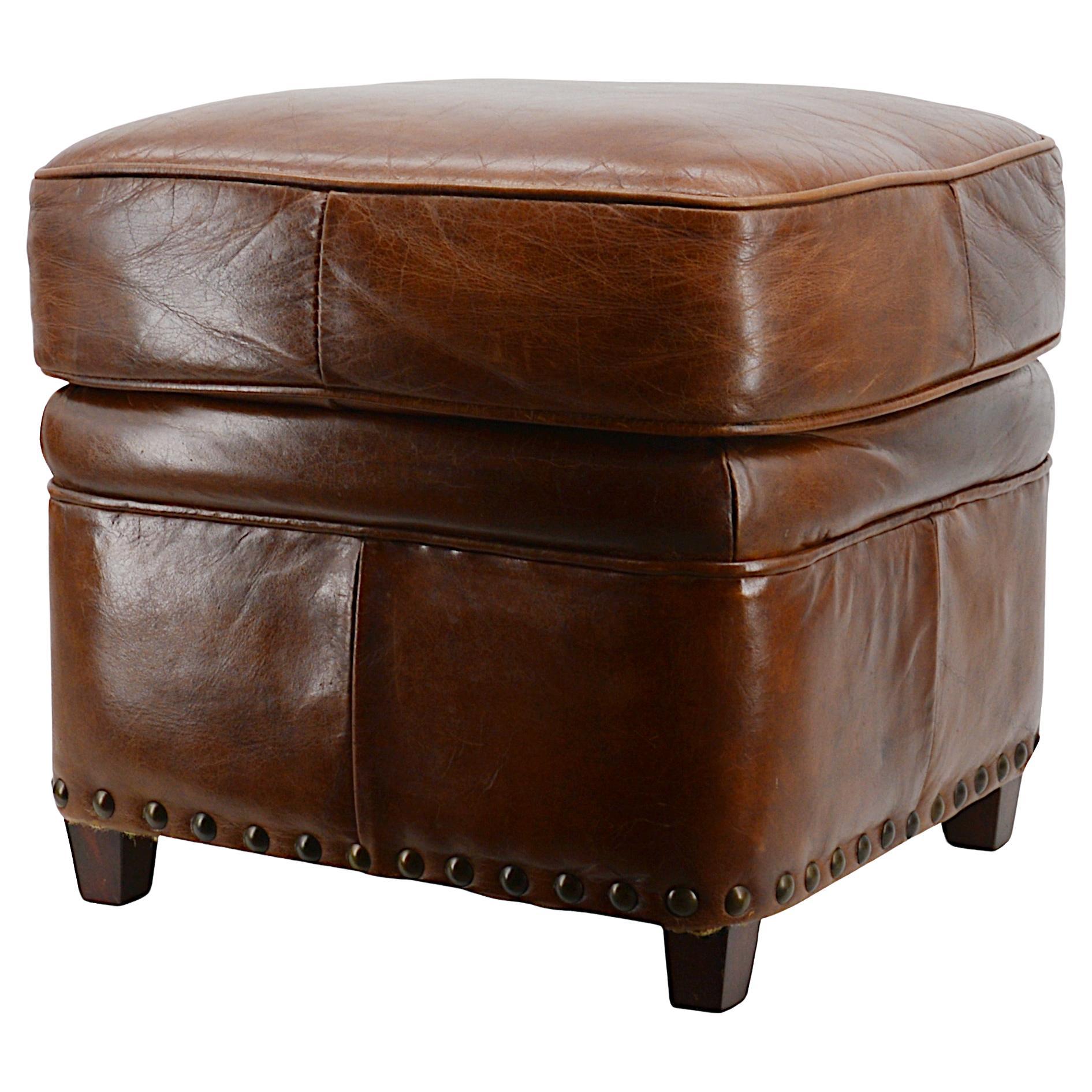 Leather Stool Bench, 1970s Design For Sale