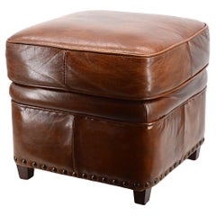 Leather Stool Bench, 1970s Design